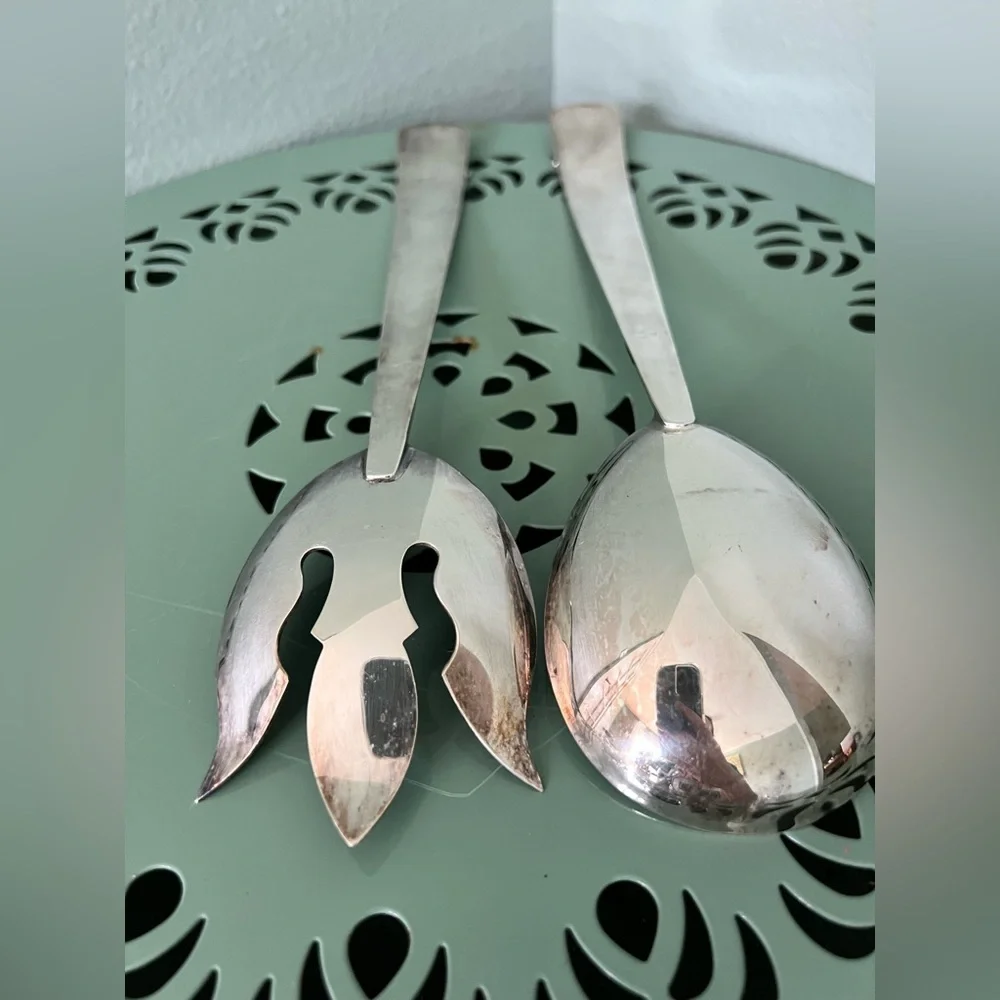 Ingrid Silverplate Royal Hickman Crown Hallmark Salad Serving Set  Fork Spoon